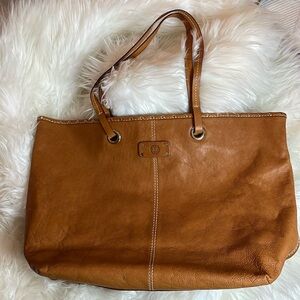 Real Leather Brown Tan Antonio Melani Tote Bag - See Photos
